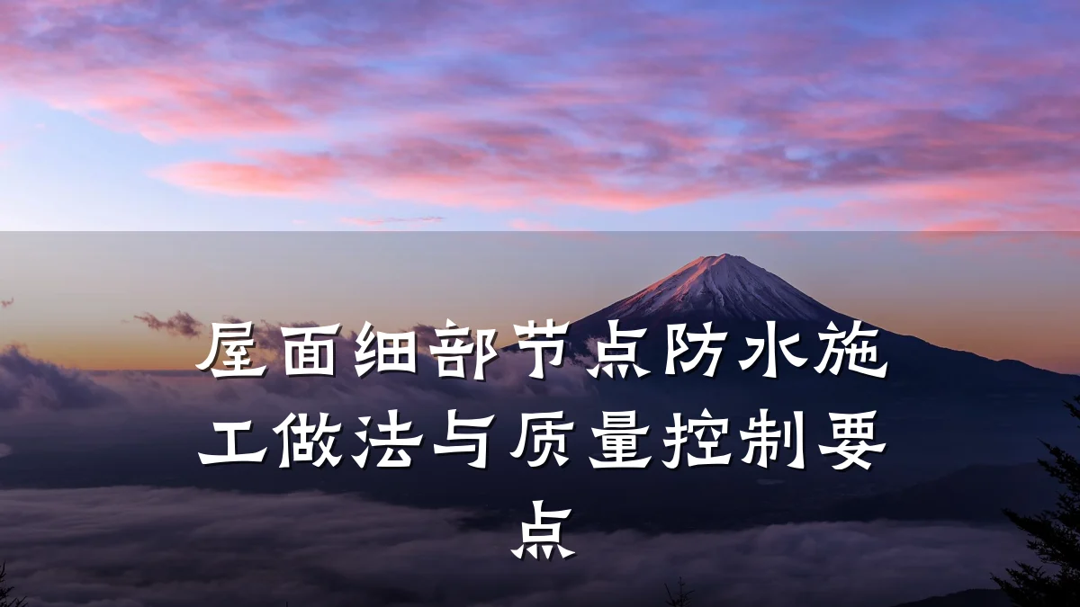 屋面细部节点防水施工做法与质量控制要点