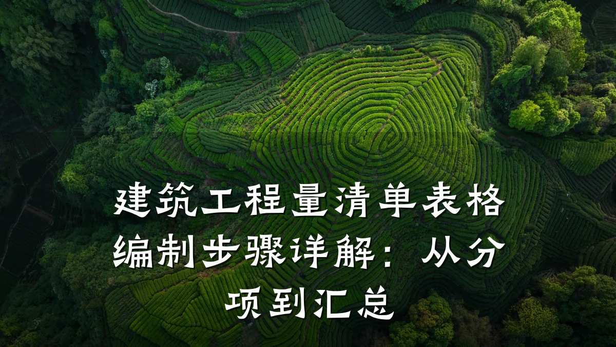 建筑工程量清单表格编制步骤详解:从分项到汇总