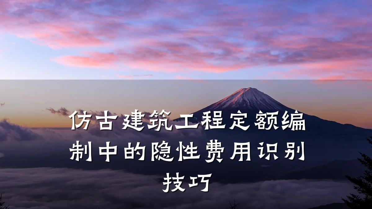 仿古建筑工程定额编制中的隐性费用识别技巧