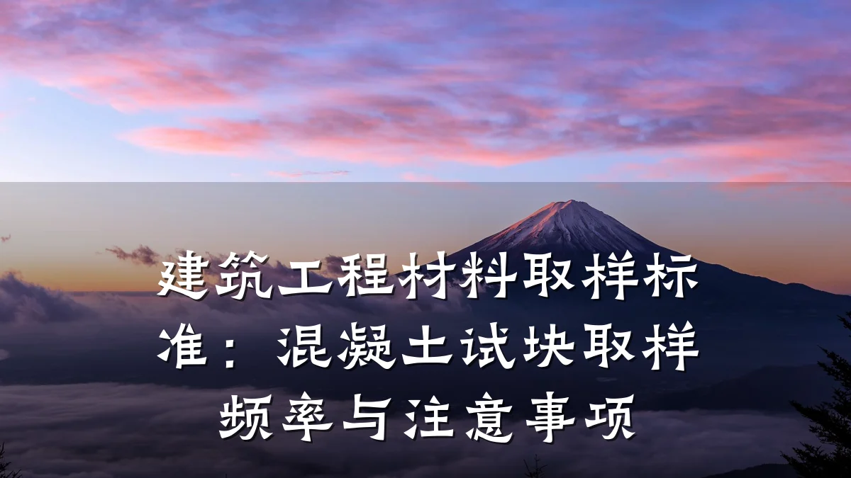建筑工程材料取样标准:混凝土试块取样频率与注意事项