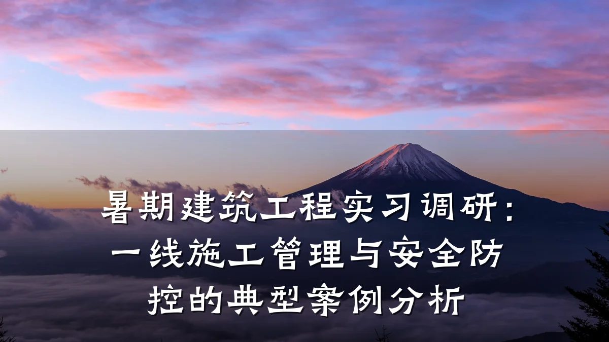 暑期建筑工程实习调研:一线施工管理与安全防控的典型案例分析
