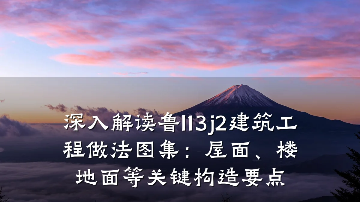 深入解读鲁l13j2建筑工程做法图集:屋面、楼地面等关键构造要点
